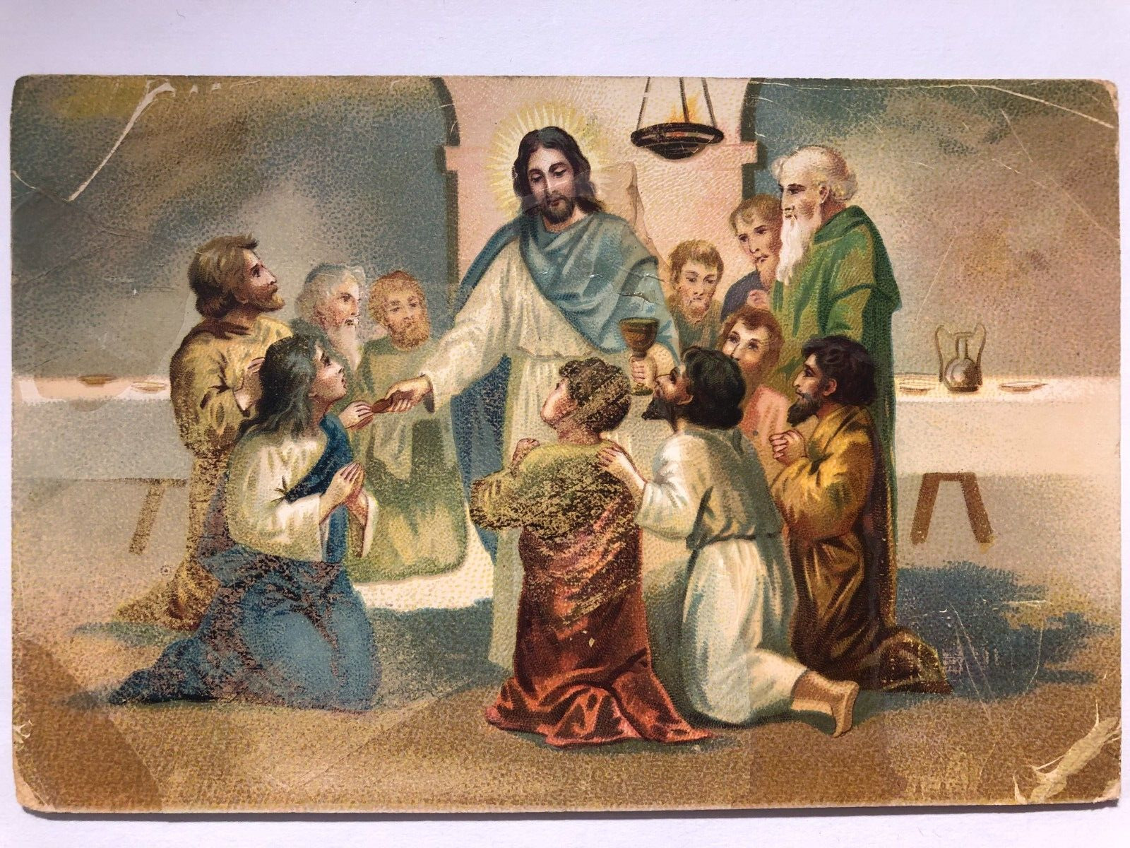 1909 Vintage Postcard Illustration Religion Jesus Christ Faith Man Women Posted