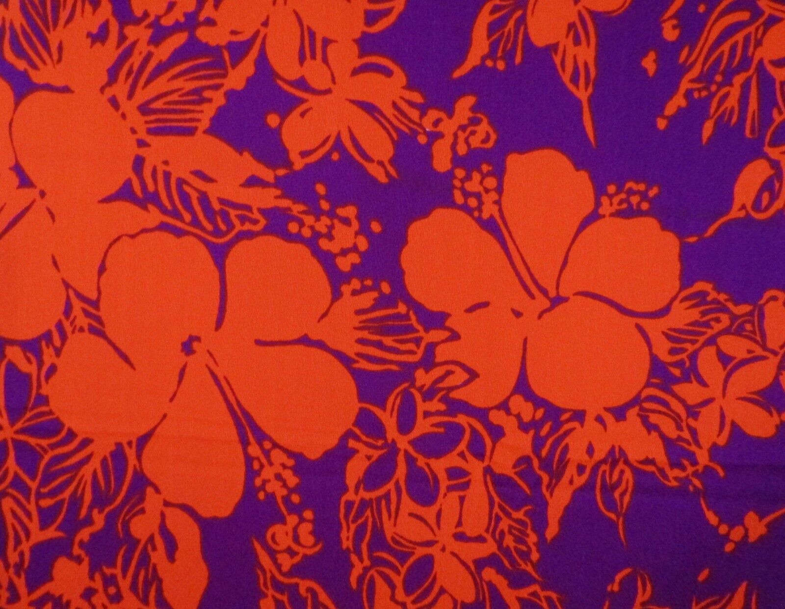 5 + yds Bright VTG THC Hawaiian Textiles Crepe Fabric Floral Hibiscus