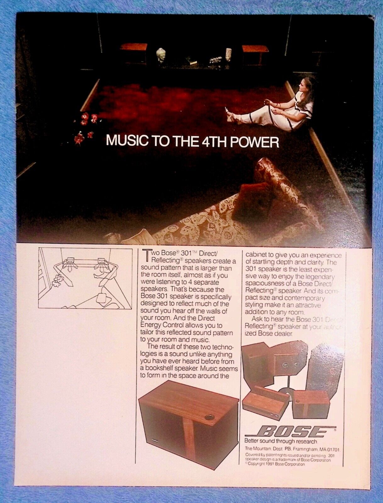 1982 Bose 301 Direct/Reflecting Speakers Vintage Ad \