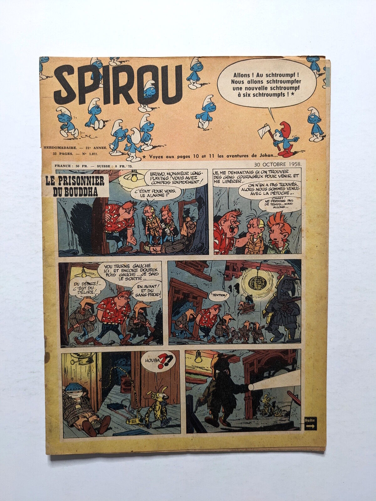 Spirou #1072 1958 French 2nd appearance The Smurfs 1st cover