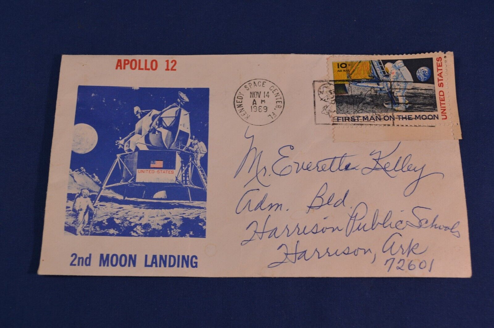 Apollo 12 2nd Moon Landing Stamped Envelope Nov 14 1969 Kennedy Space Center