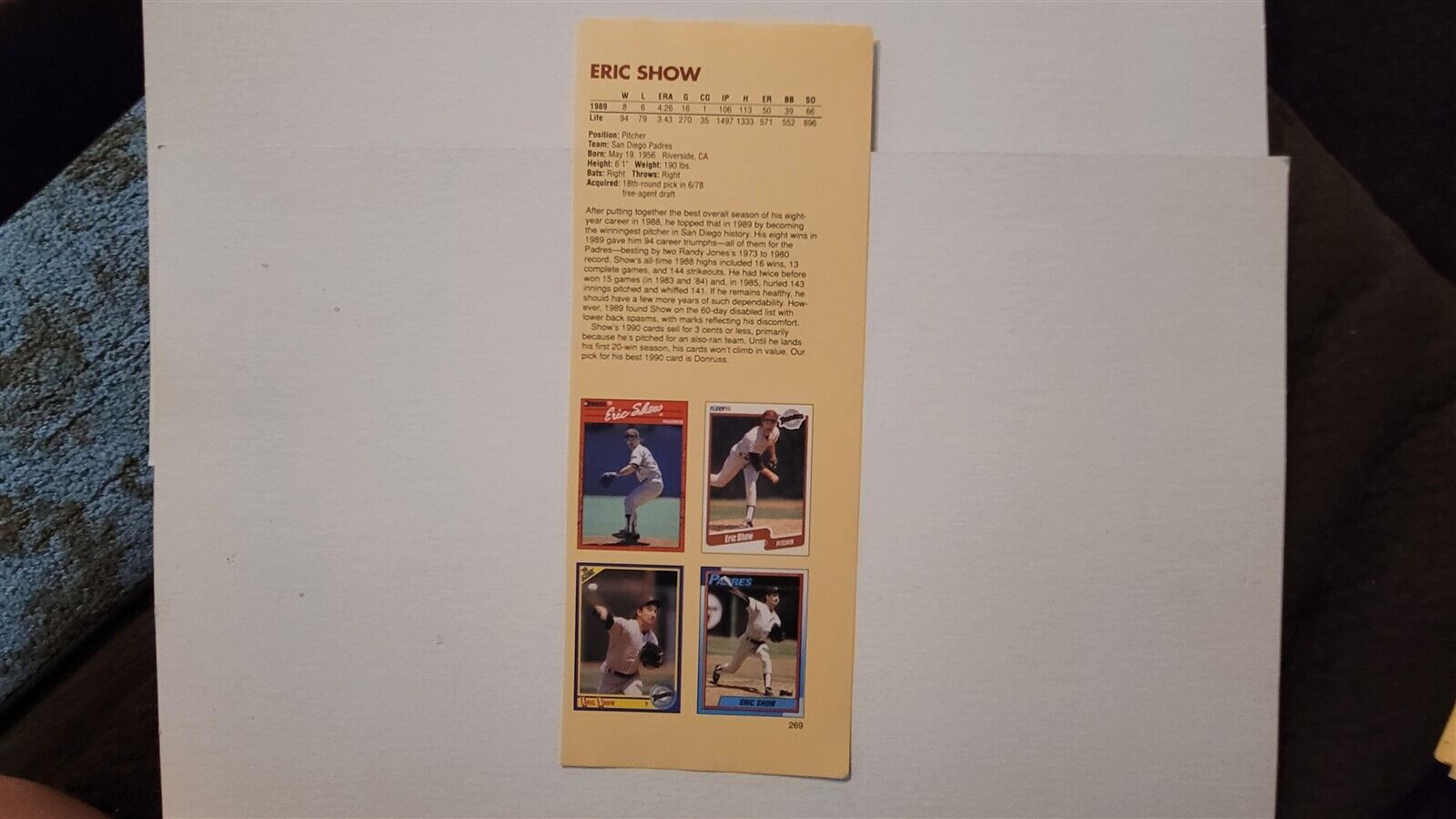Eric Show & Ruben Sierra 1990 Baseball Publication International