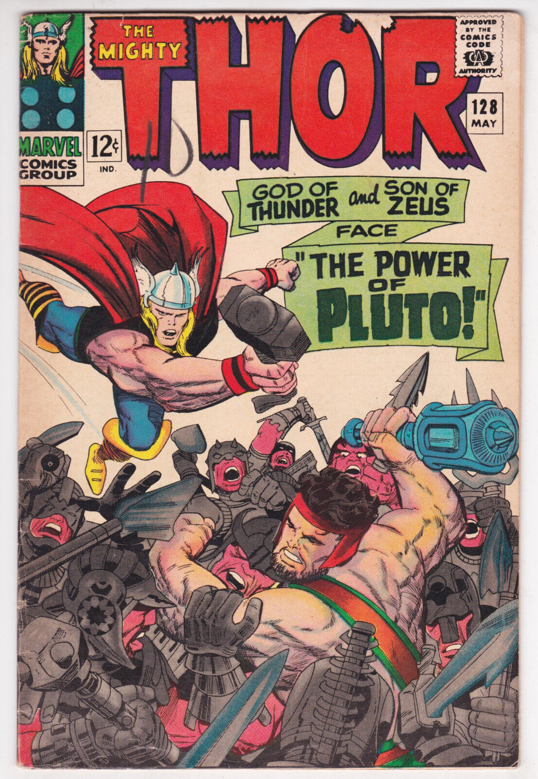 Mighty Thor #128 Very Good-Fine 5.0 Hercules Pluto Stan Lee Jack Kirby Art 1966