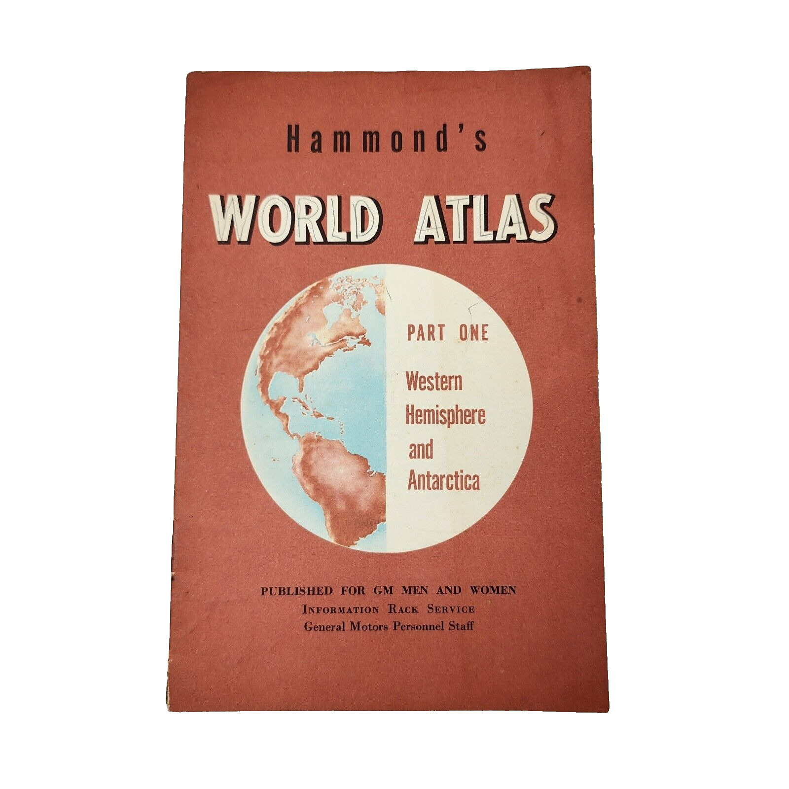 1950s GM General Motors Employee Rack Service Booklet, World Atlas, Cold War Era
