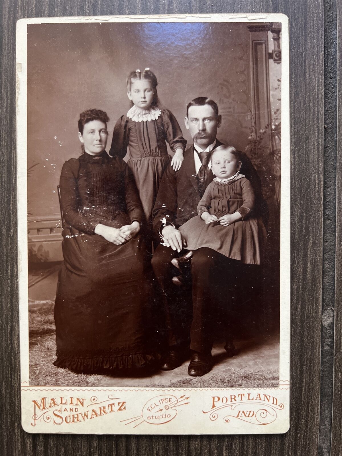 Antique 1890'S CABINET CARD Photograph Kids Mourning Death Family Marriage Girls