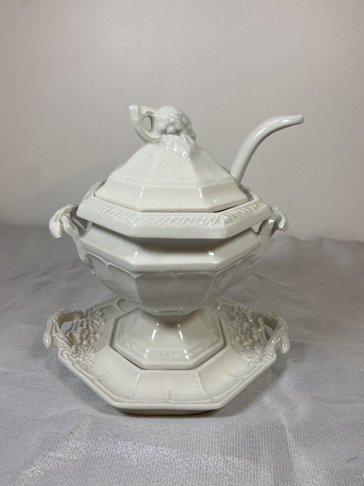Red Cliff Ironstone Soup Tureen with Grape Motif Vintage