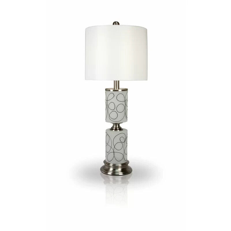 Table lamp brushed nickel, steel w/ drawed glass body, Height 26\'\'
