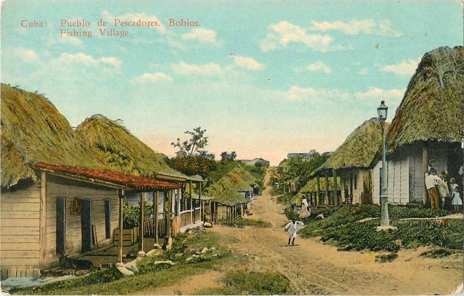 c1910 Pueblo de Pescadores, Bohios, Fishing Village, Cuba Postcard