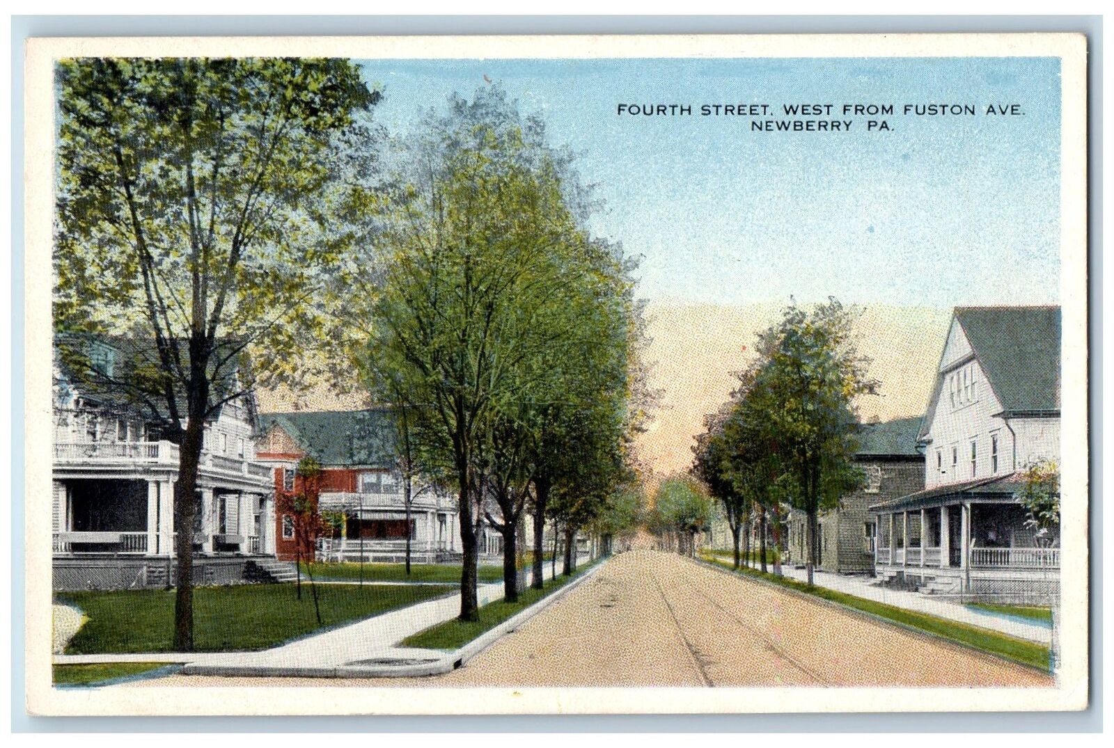Newberry Pennsylvania PA Postcard Fourth Street West From Fuston Avenue c1920's