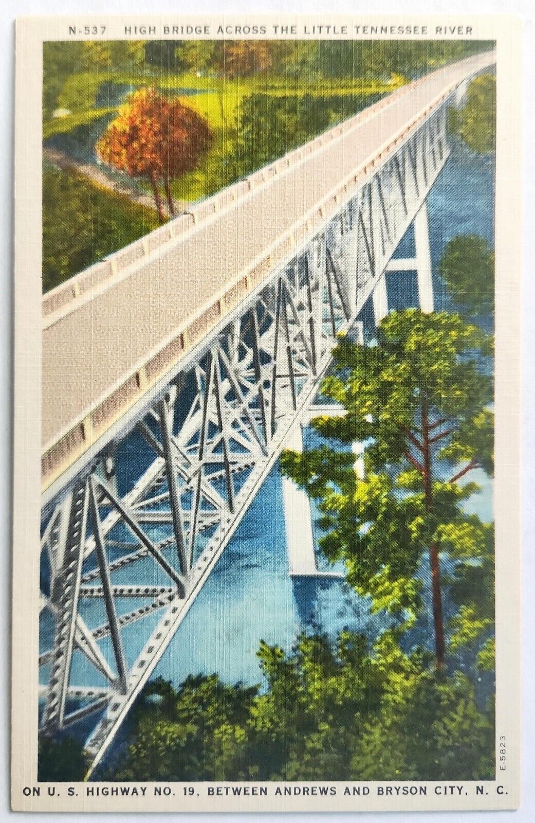 Postcard NC High Bridge across the Little Tennessee River North Carolina