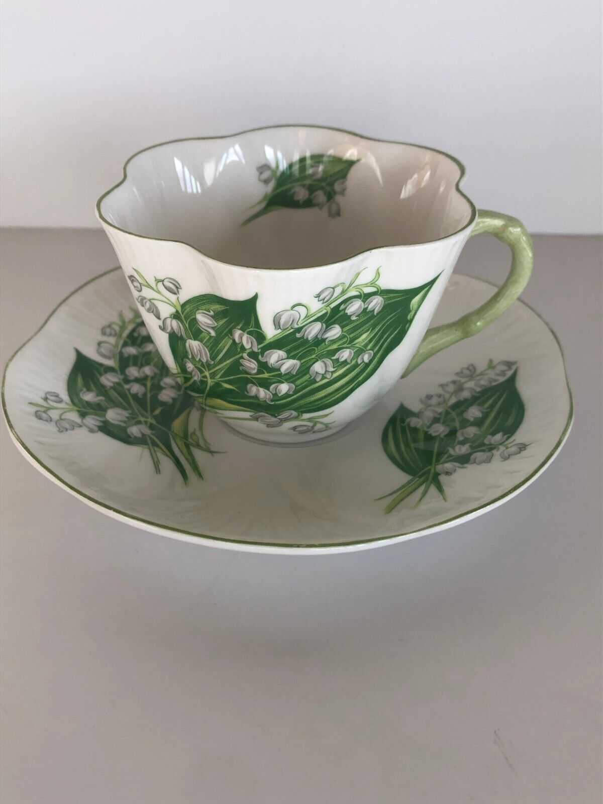 Shelley England Bone China RARE Lilly of the Valley Teacup & Saucer Perfect
