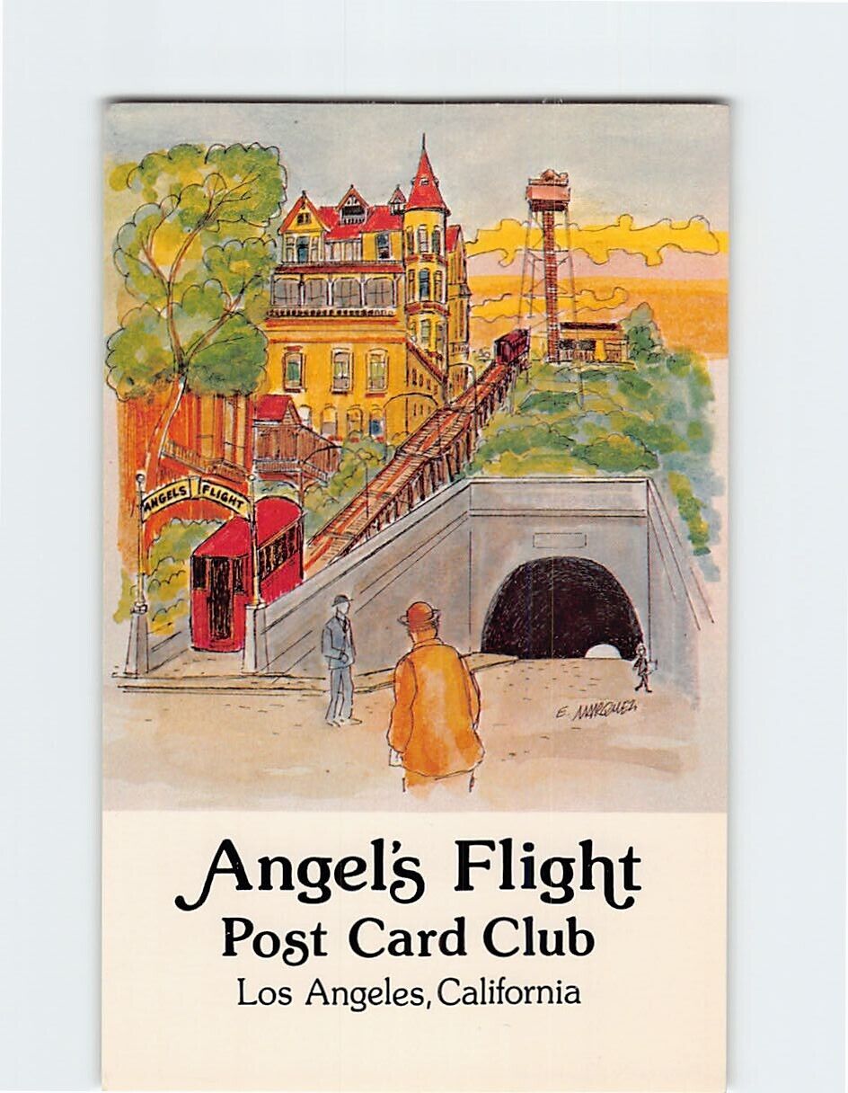 Postcard Angel\'s Flight Post Card Club Los Angeles California USA