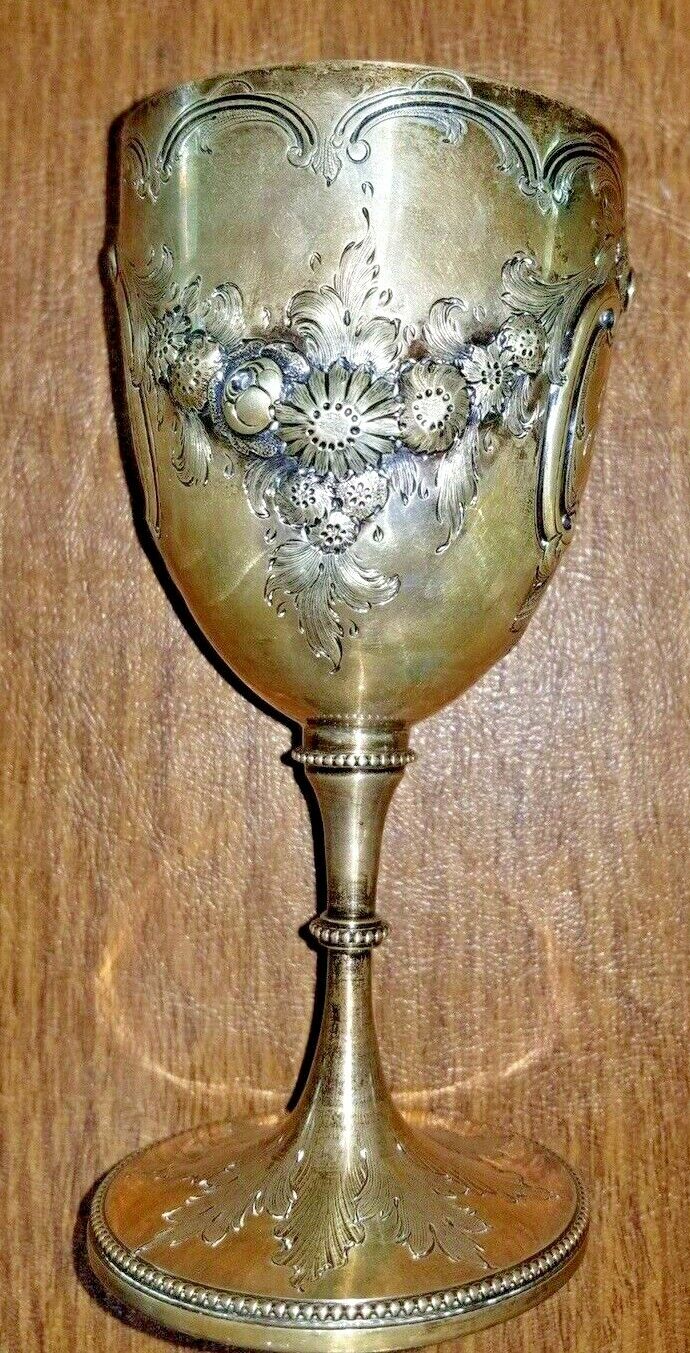 Kiddush Cup Antique British Monumental Victorian 19th Century Silver Judaica Wow