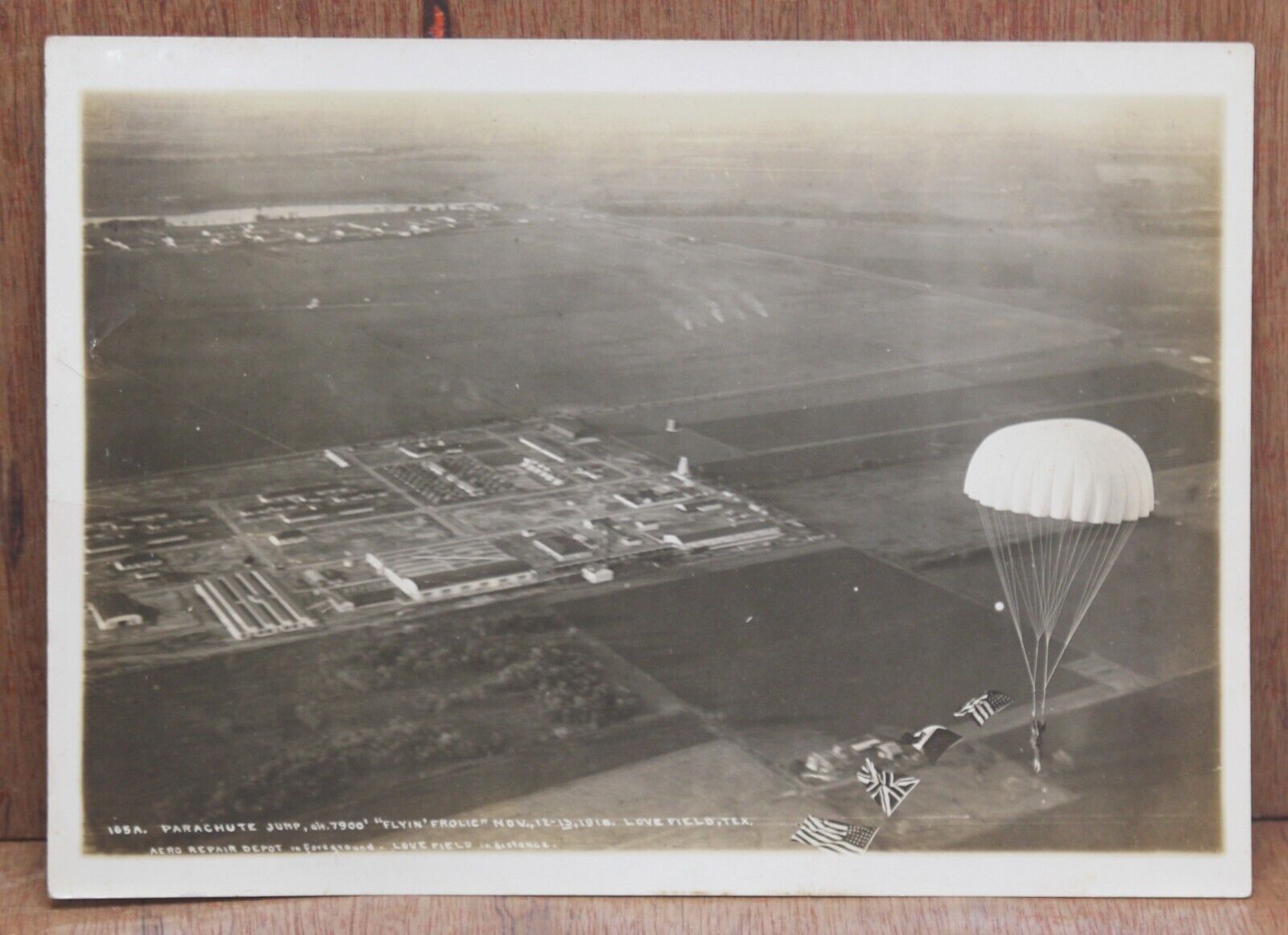 1918 Photo Dallas Love Field TX Flying Frolic Parachute Jump 5\