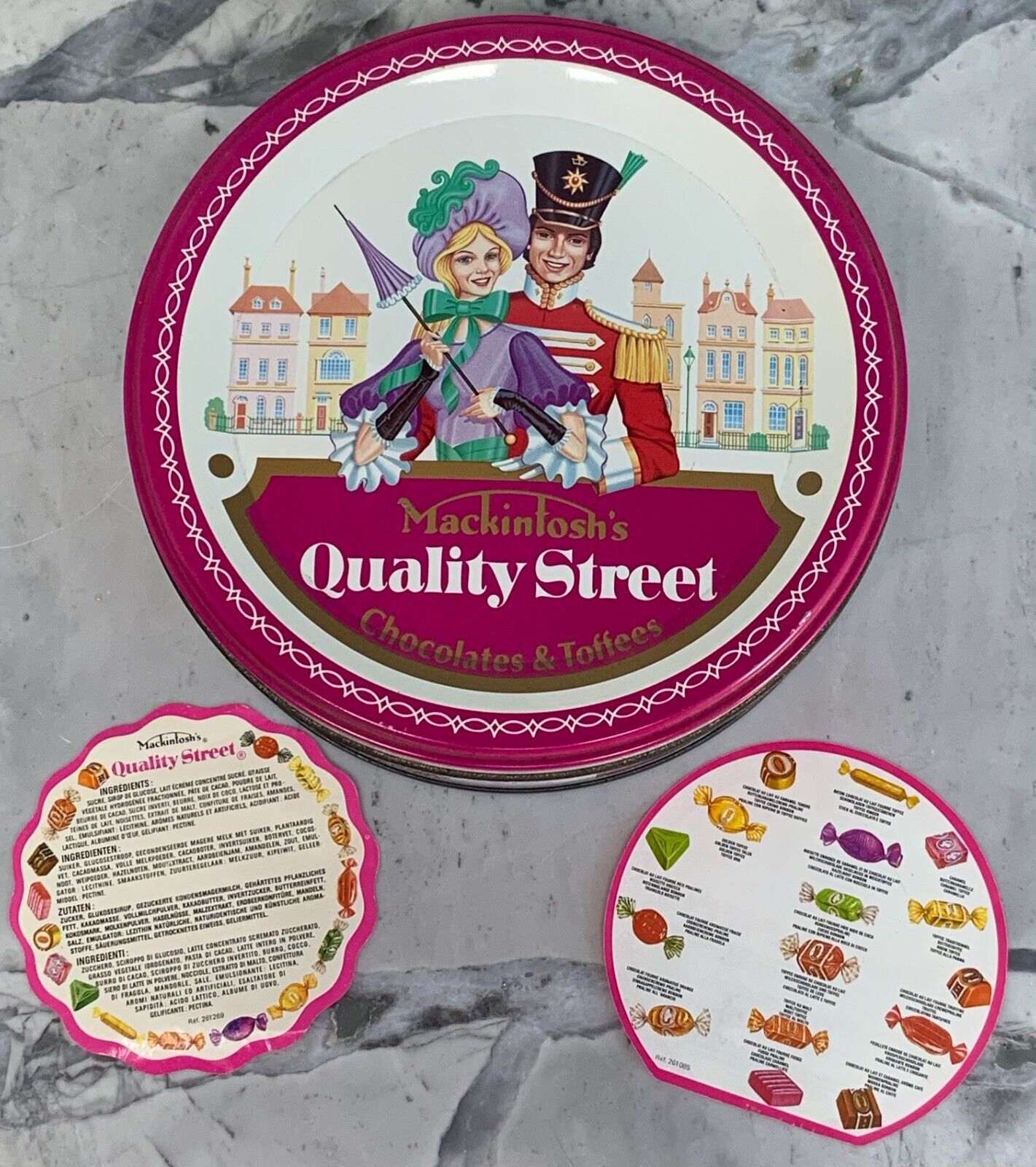 Quality Street Mackintosh\'s Tin Vintage Sweets Candy Chocolate Original Round 