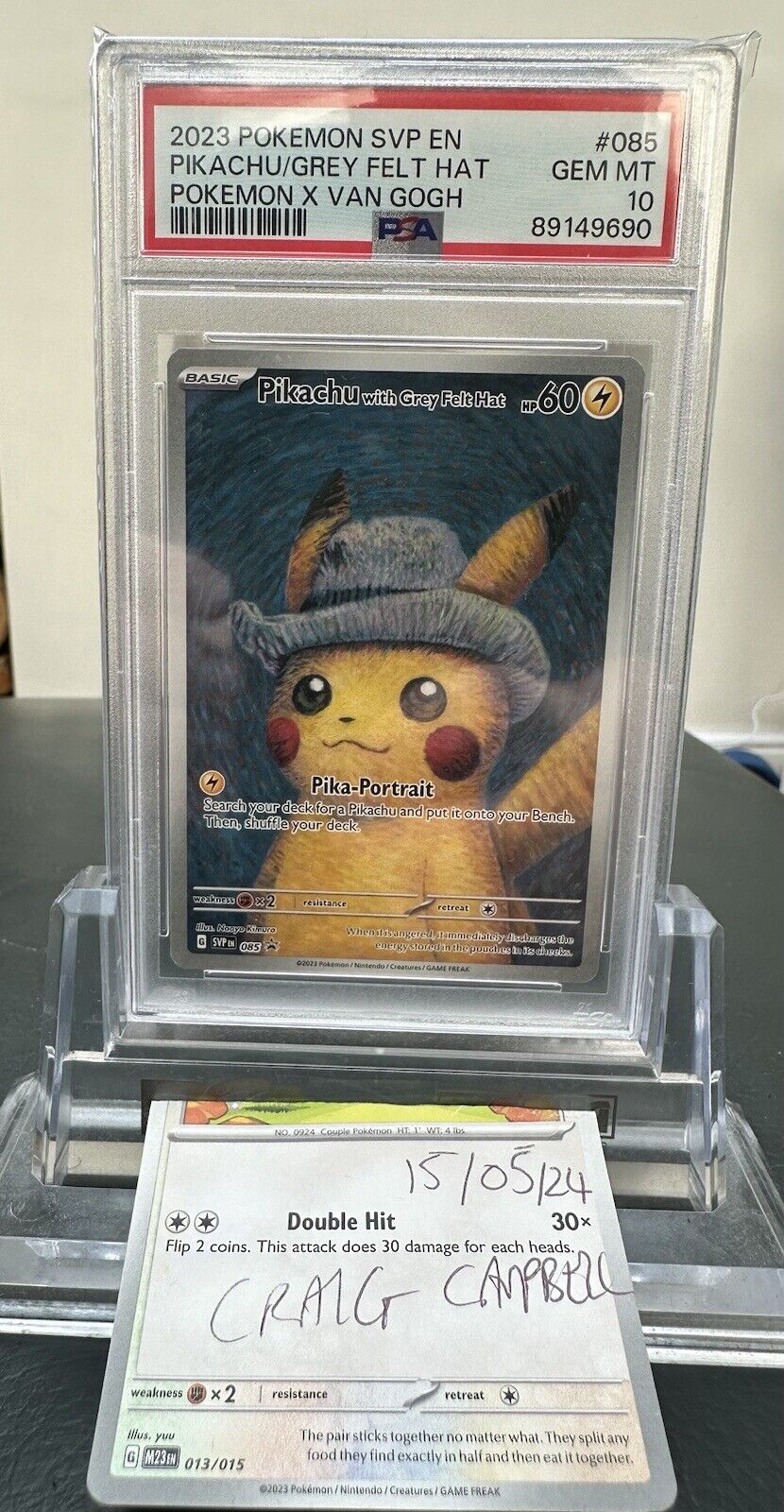 Pikachu with Grey Felt Hat #085 Pokemon X Van Gogh Promo SVP 2023 GEM MT PSA 10