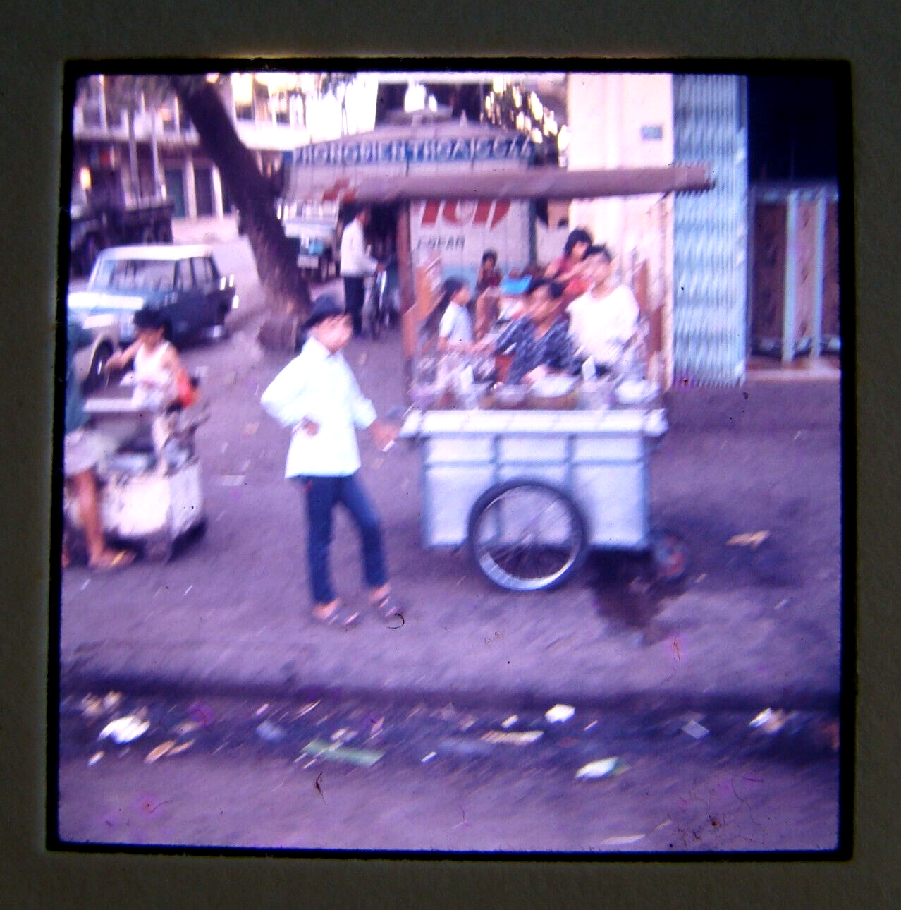 1967 Saigon Street Vendor Color Slide Photo Vietnam War old
