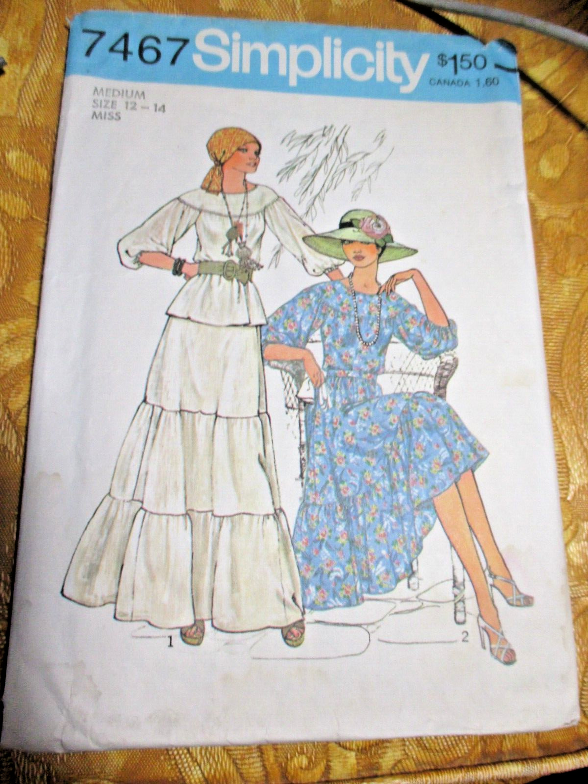 Vintage 1976 Simplicity 7467 Pattern Miss Miss Medium 12-14 Dress