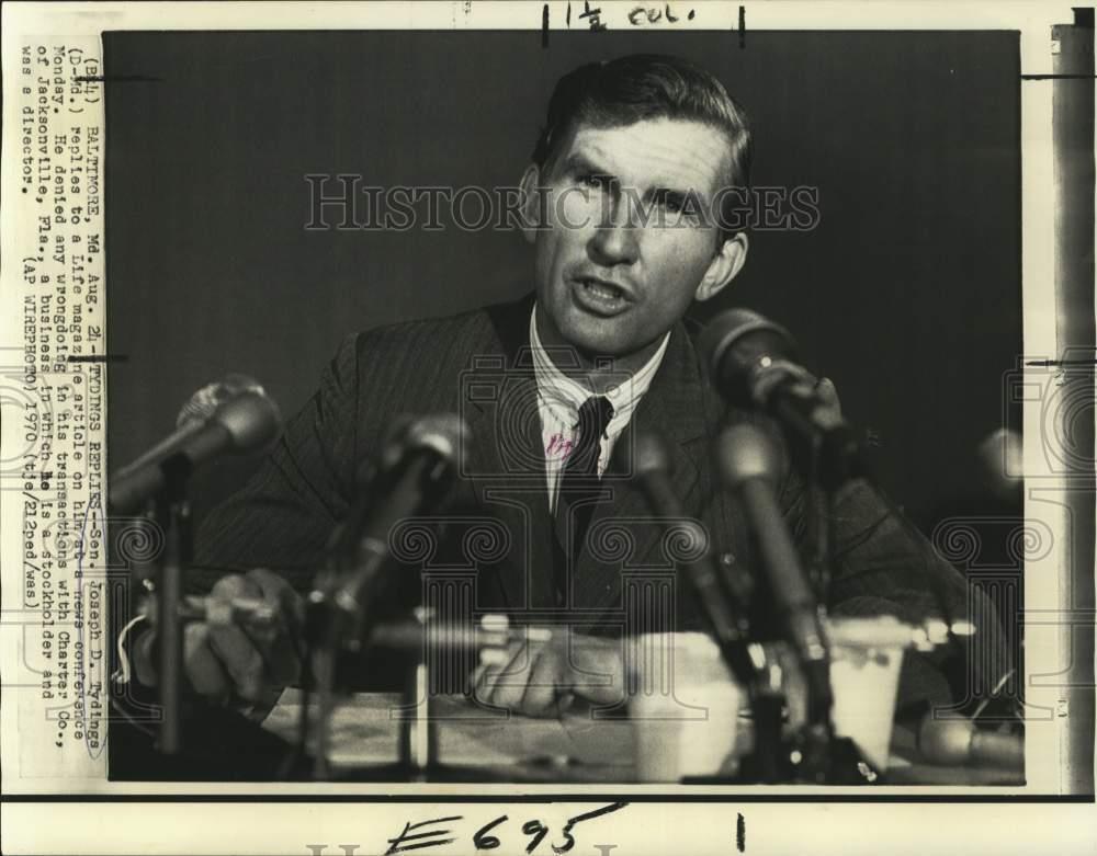 1970 Press Photo Senator Joseph Tydings replies to a Life magazine article