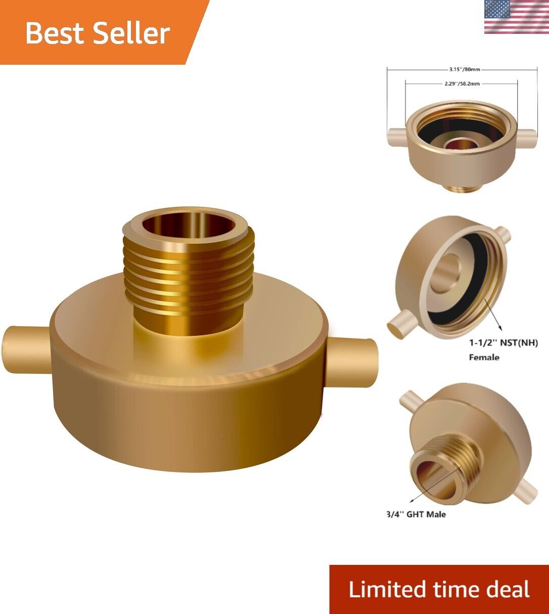 Corrosion-Resistant Brass Fire Hose Adapter for Reliable Fire Hydrant Connection