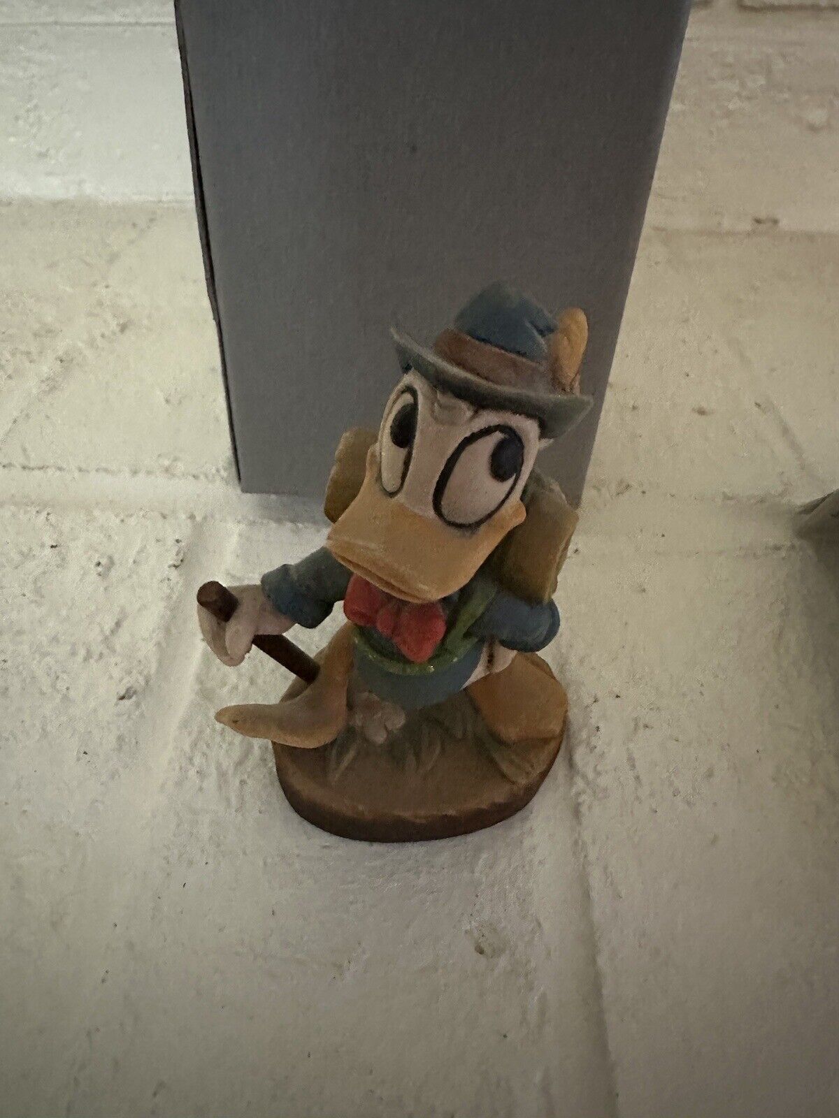 Vtg Anri Donald Duck Hiking Wood Figure #233  Disney Made in Italy Box/COA