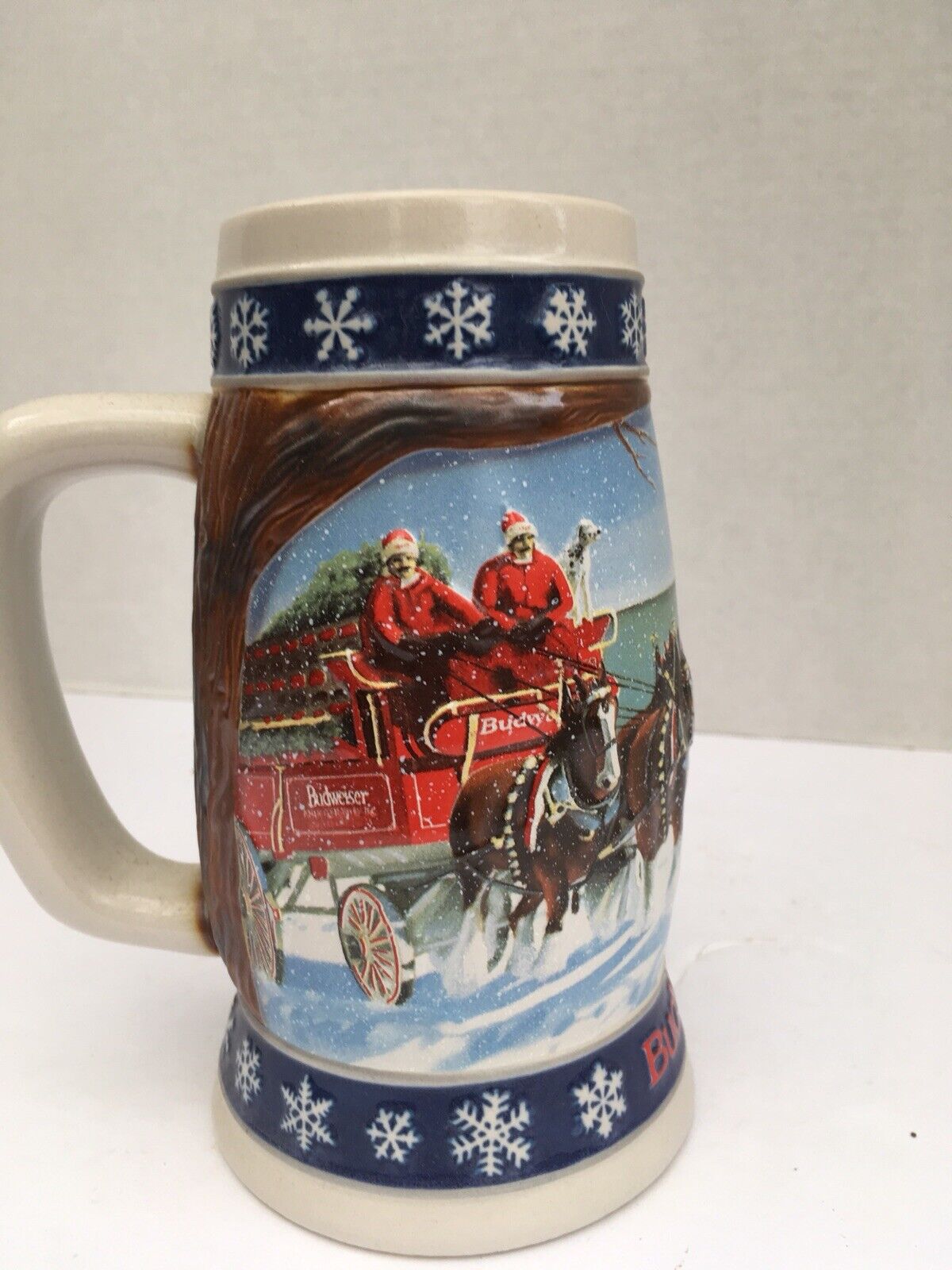 1995 Anheuser Busch Budweiser Clydesdales Holiday Stein Lighting The Way Home