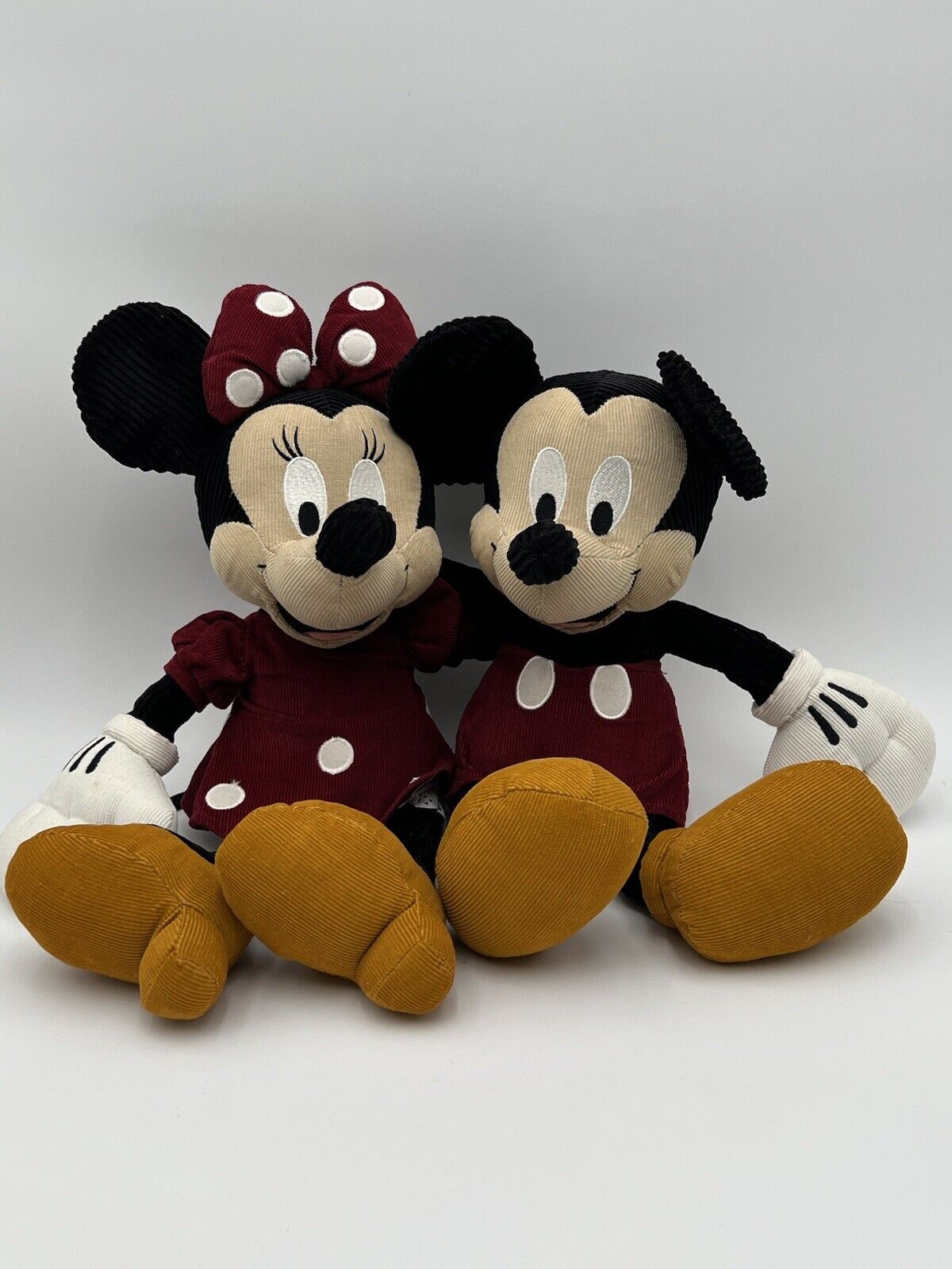 VTG Disney Store Exclusive Mickey & Minnie Mouse Corduroy Plush Animals Toy