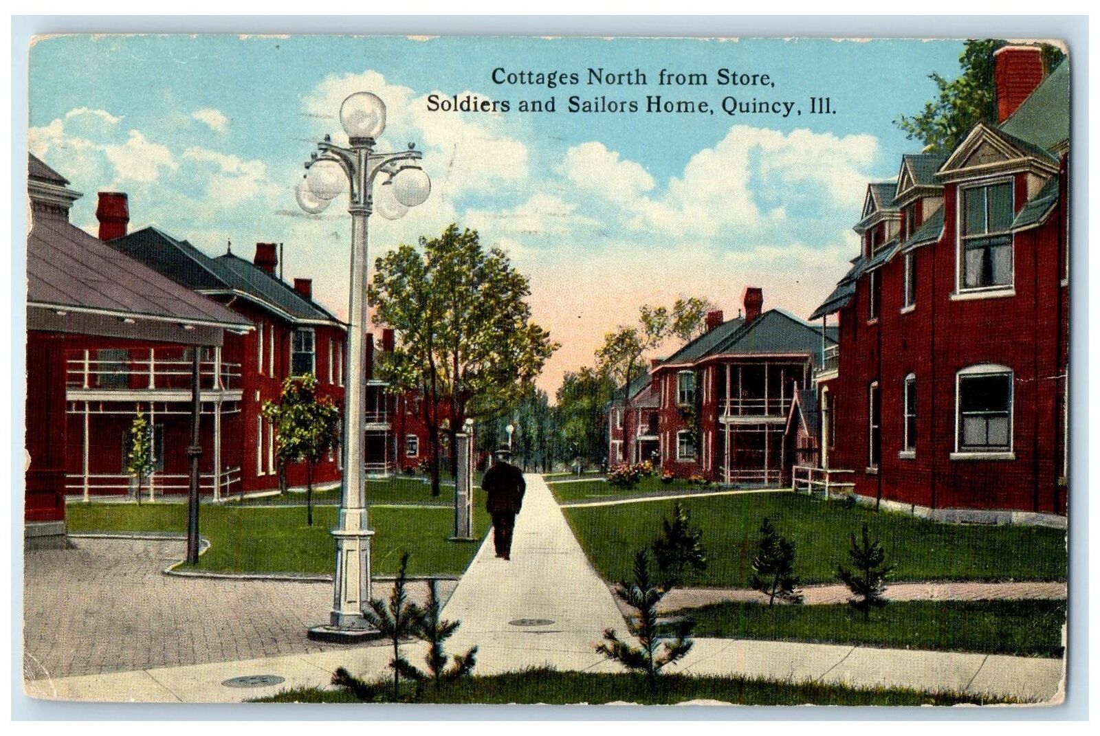 1920 Cottages North From Store Soldiers & Sailors Home Quincy Illinois Postcard