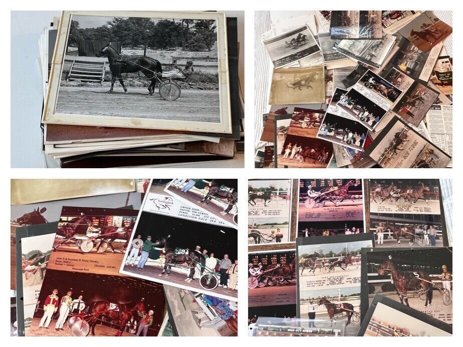 74 Vtg 1970s-Late 1980s HARNESS RACING Horse Race Winners Matted Photos Indiana