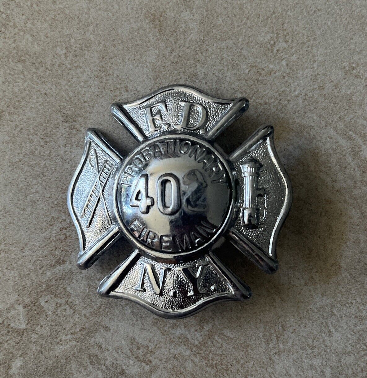 Vintage City Of New York FDNY Probationary Fireman Badge NYC
