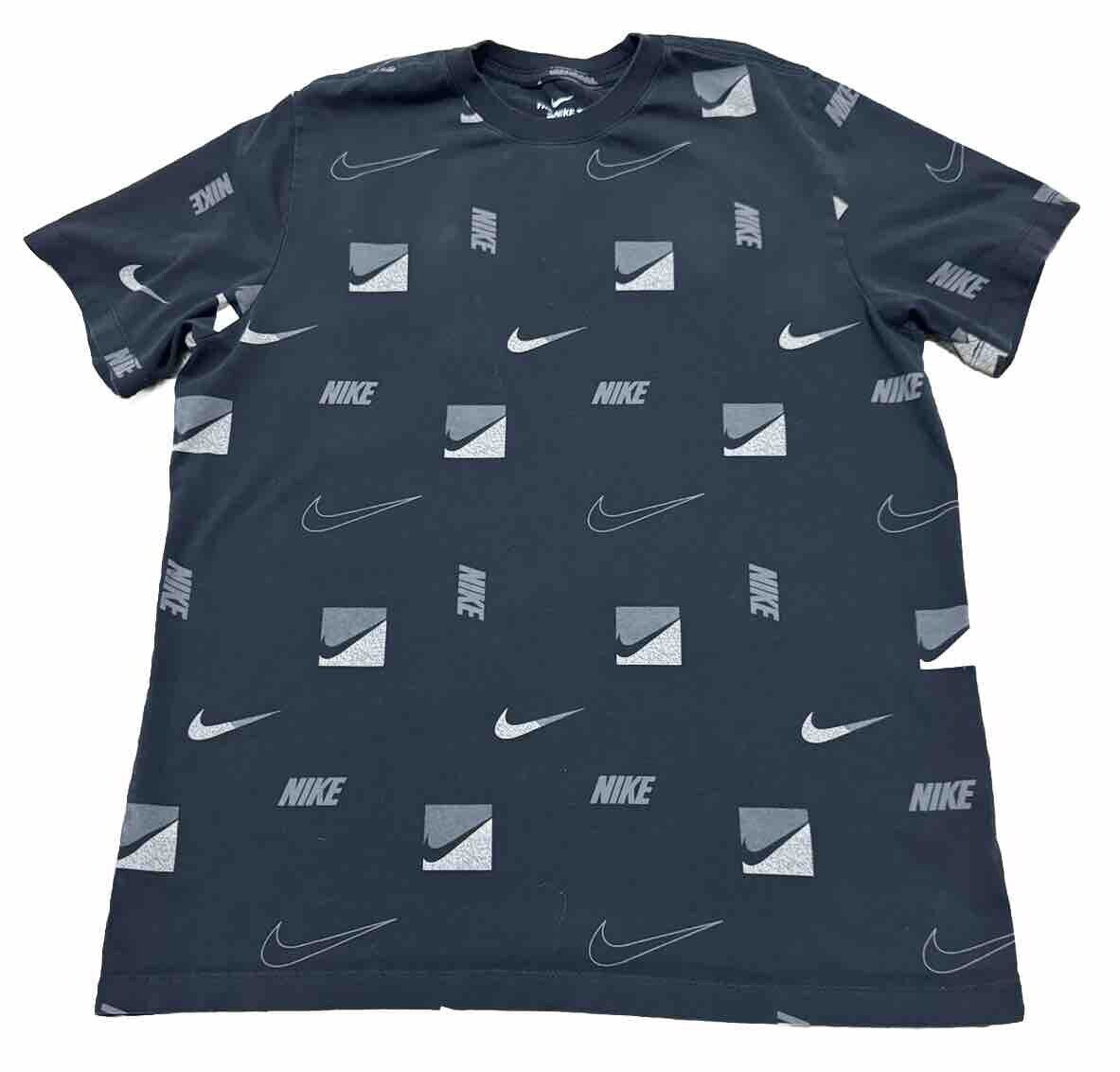 The Nike Tee Sportswear Brandriff Black Allover swoosh logo T-Shirt Men\'s size L