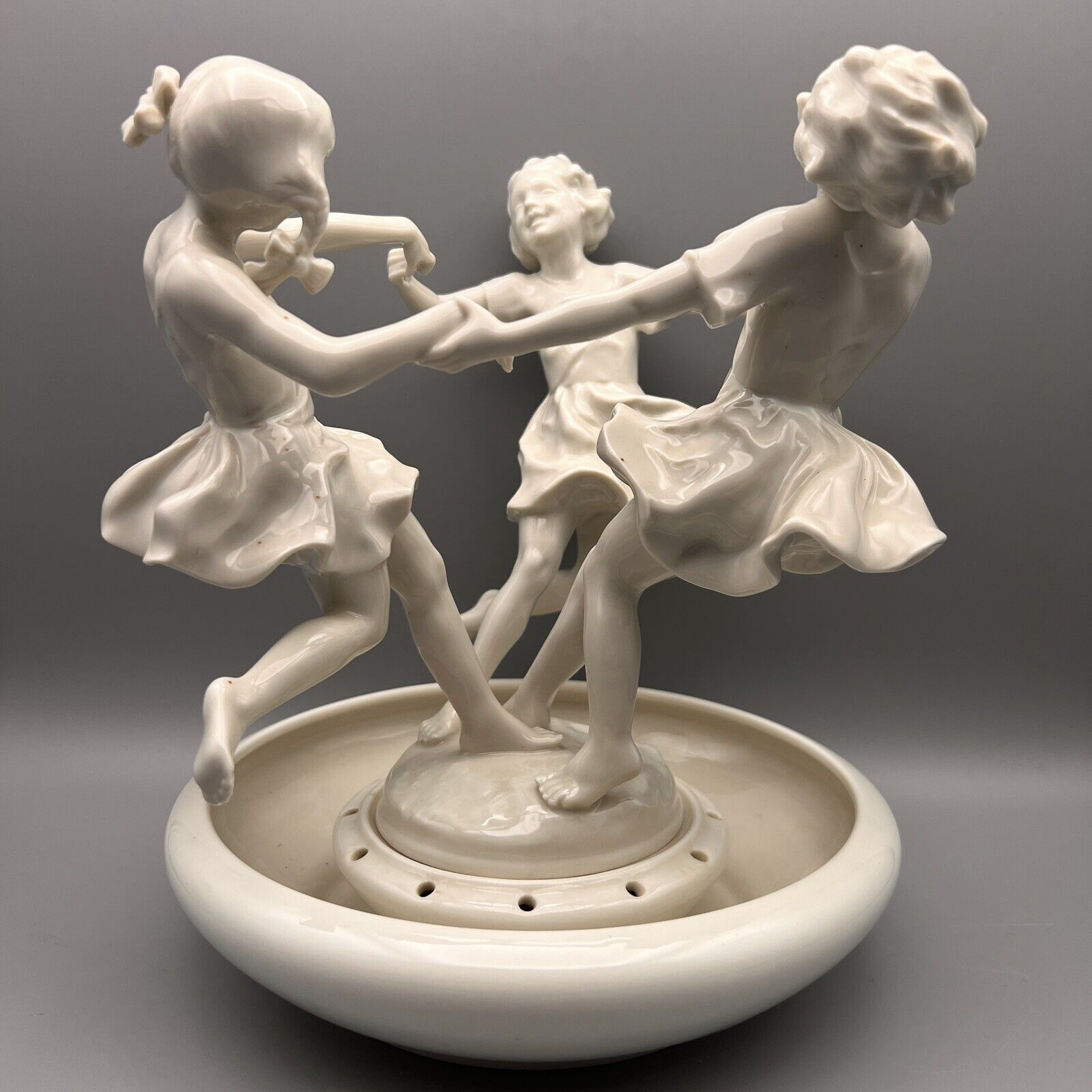 Lorenz Hutschenreuther German Porcelain Art Deco Dancing Girls Two Piece Console