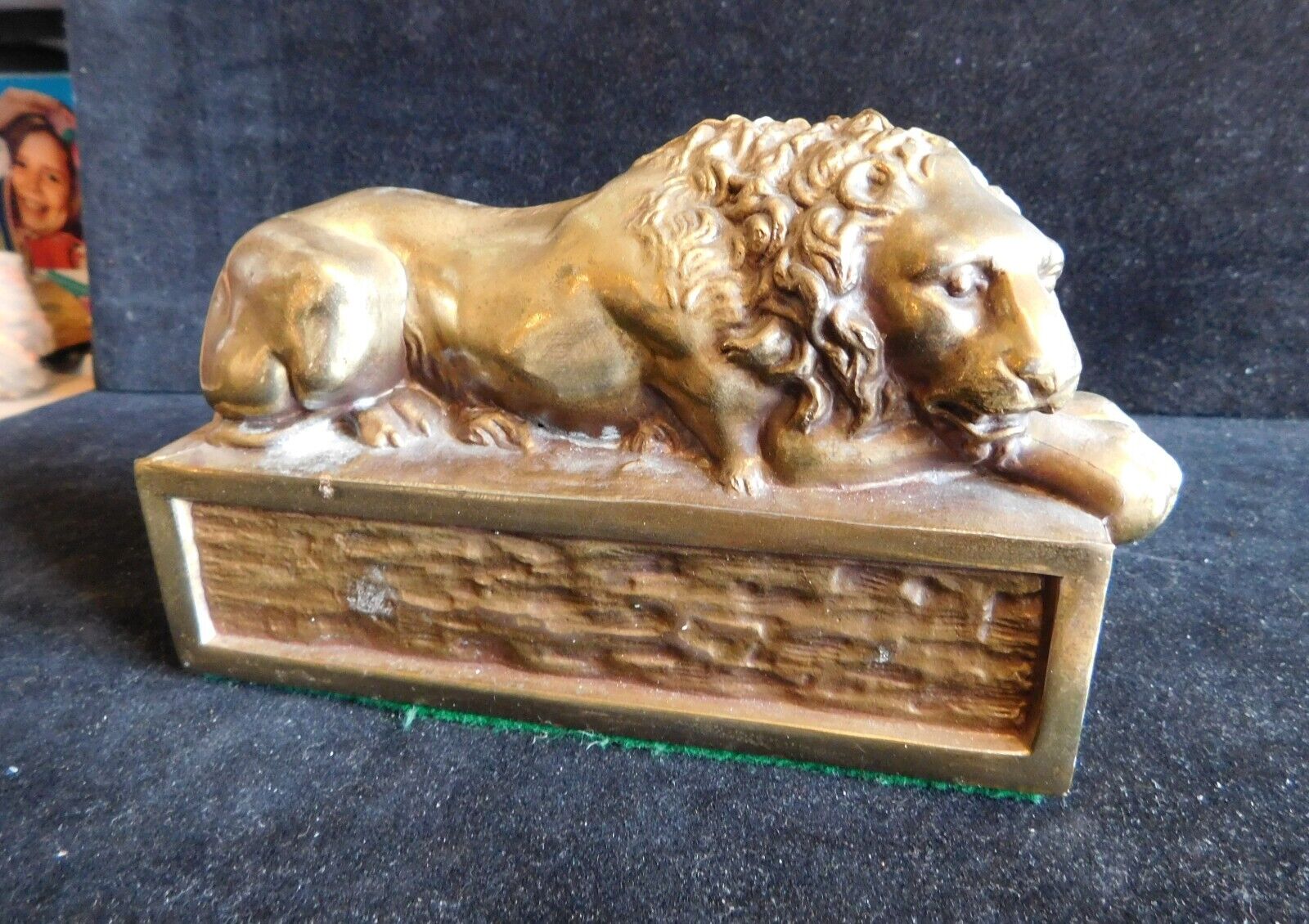 Vintage Brass Lion Library Single Bookend