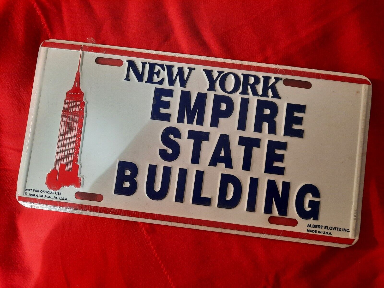 🔥 RARE Vintage \'90 NYC EMPIRE STATE BUILDING Auto Novelty License Plate NOS 