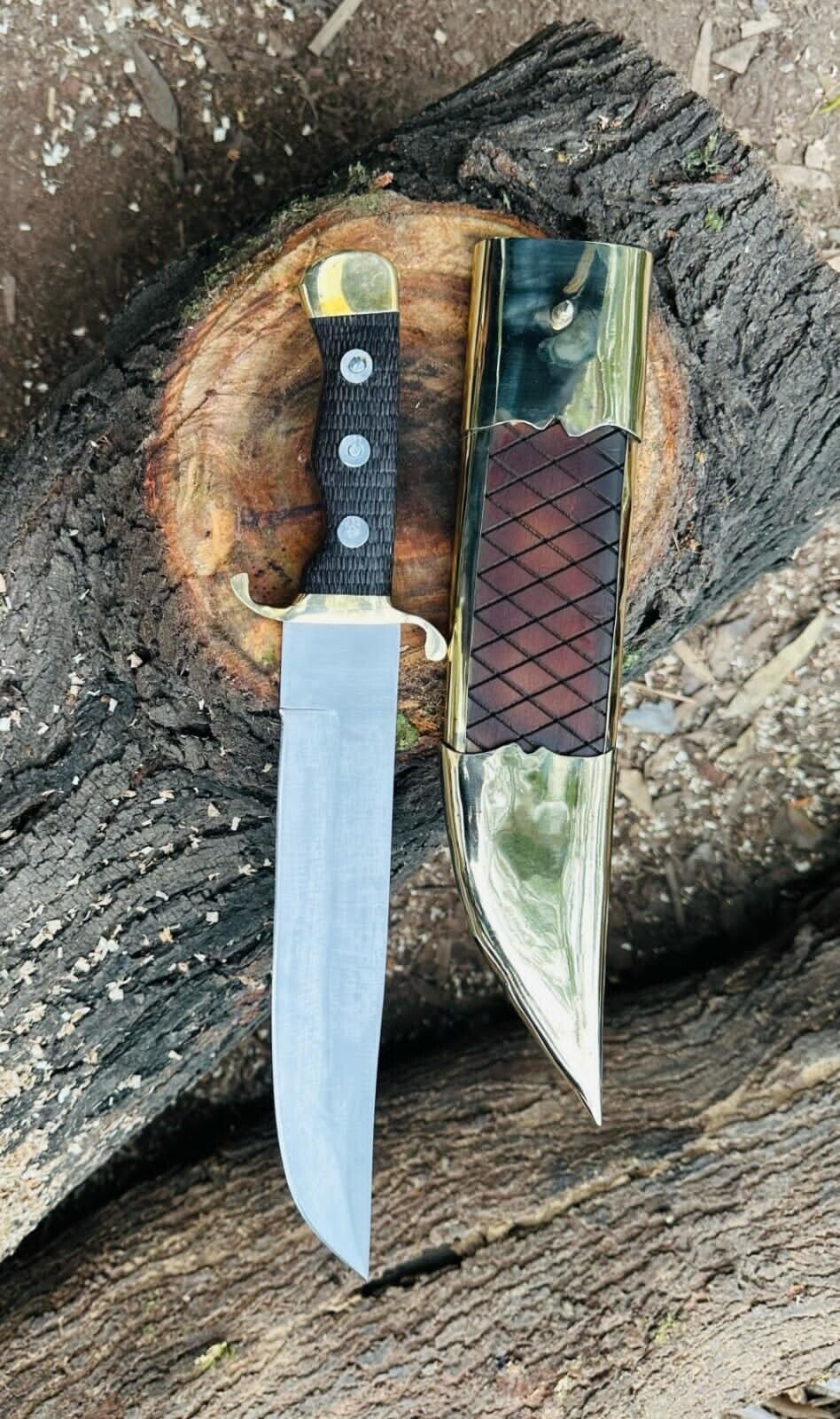 Handmade Antique Bowie Knife With Scabbard.Hunting Knife ,Fixed Blade Knife 
