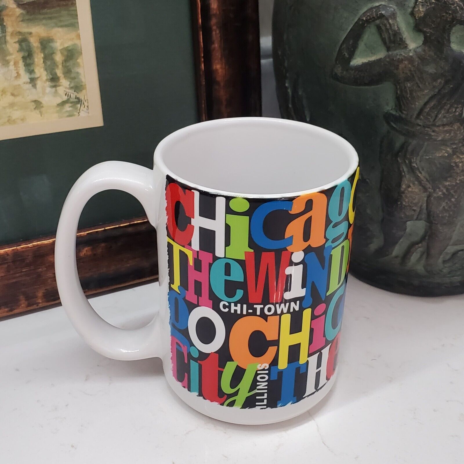 CHICAGO Chi-Town Illinois Multicolor Mug Cuppa Made in USA Dish/Micro Safe 15 Oz