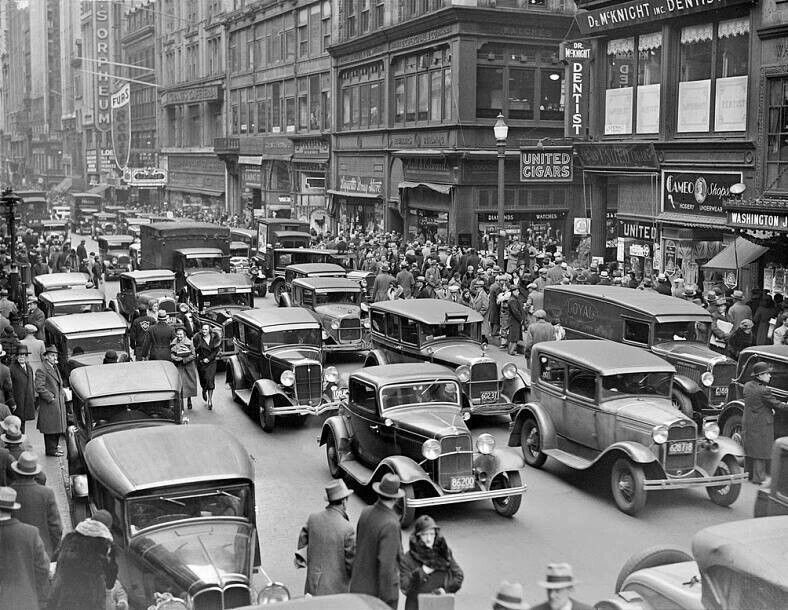 1932 Washington Street Corner of Bromfield & Boston Retro Picture Photo 8x10