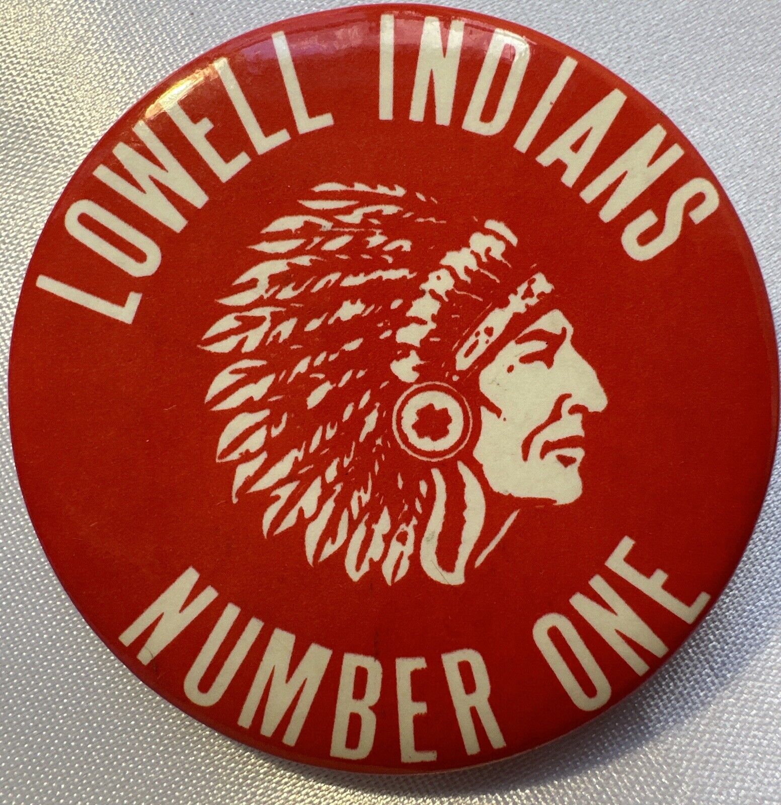Vintage Lowell High School Lowell Indians Number One 2.25” Pinback Button