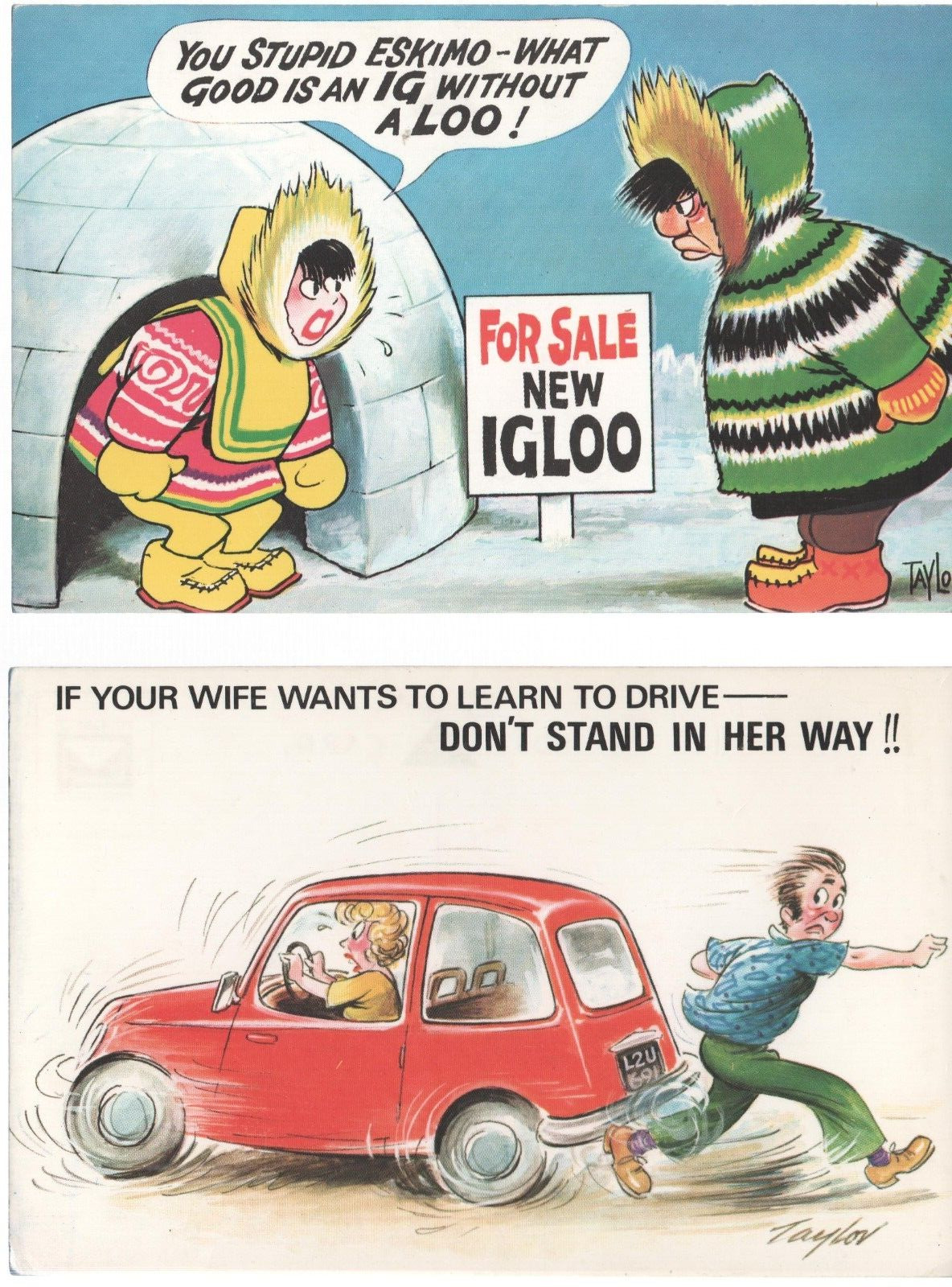 Lot of 6 British Humor Postcards c1980s Unposted Funny, Igloo Driving Frog