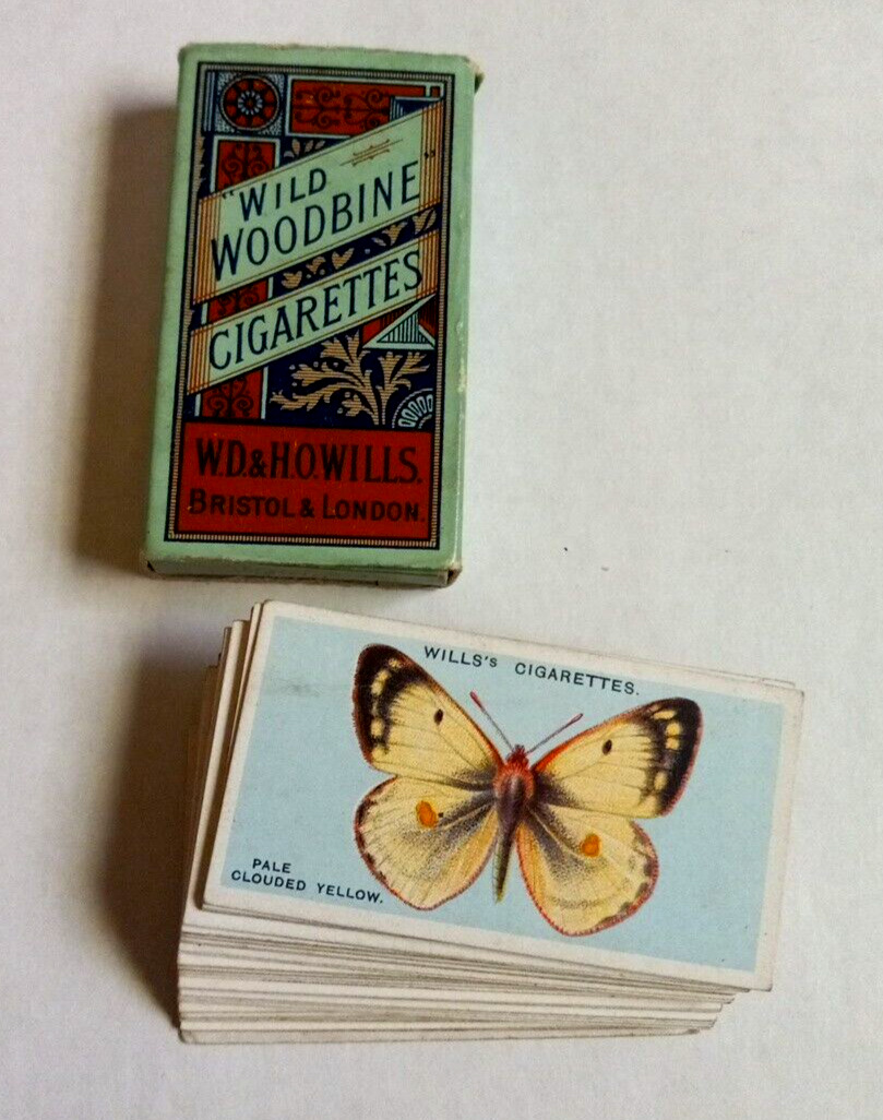 1927 WD&HO WILLS CIGARETTES BRITISH BUTTERFLIES 50 CARD SET COMPLETE+ EMPTY BOX