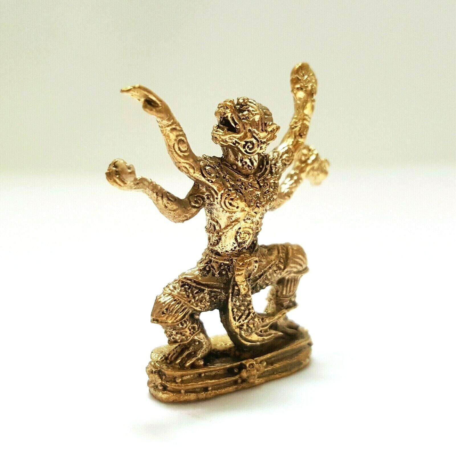 Gold Hanuman King Monkey Statue 4 Arms God Ramayana Mantra Thai Hindu Collect 1\