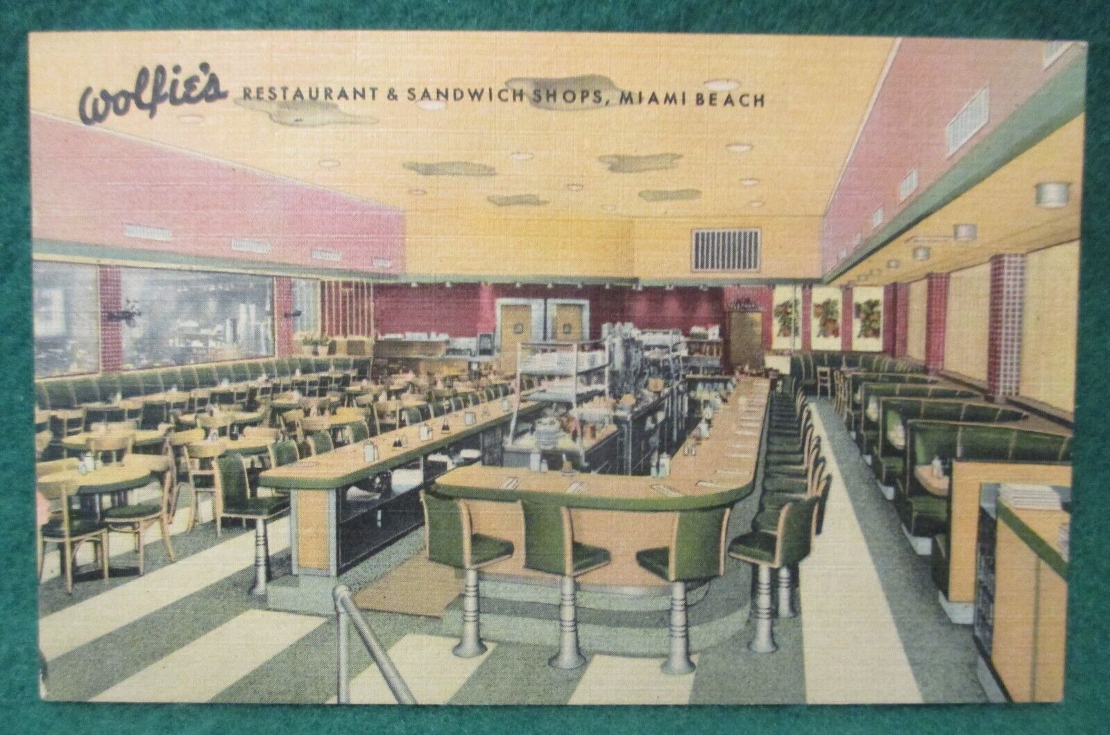 Estate Sale ~ Vintage Advertising Postcard - Wolfie\'s Restaurant, Miami Beach,Fl