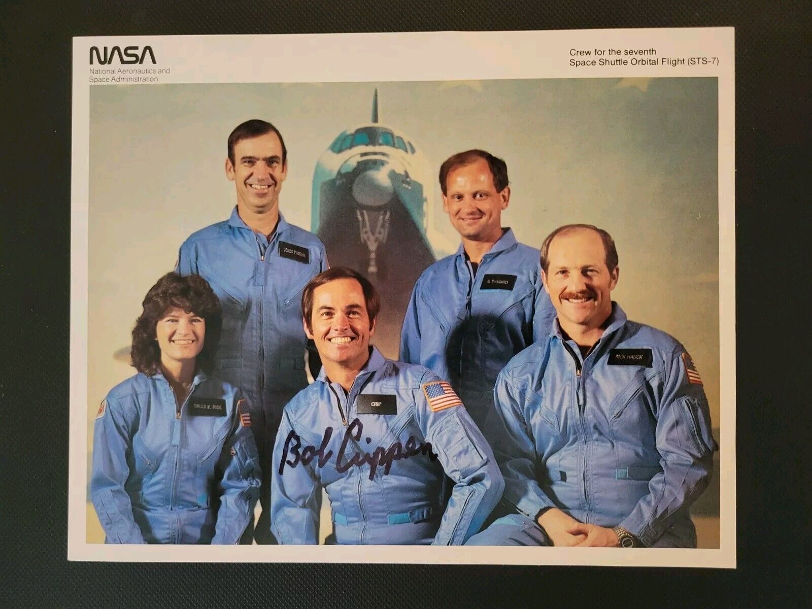 STS-7 SPACE SHUTTLE NASA CREW PHOTO SIGNED by astronaut BOB CRIPPEN (commander)