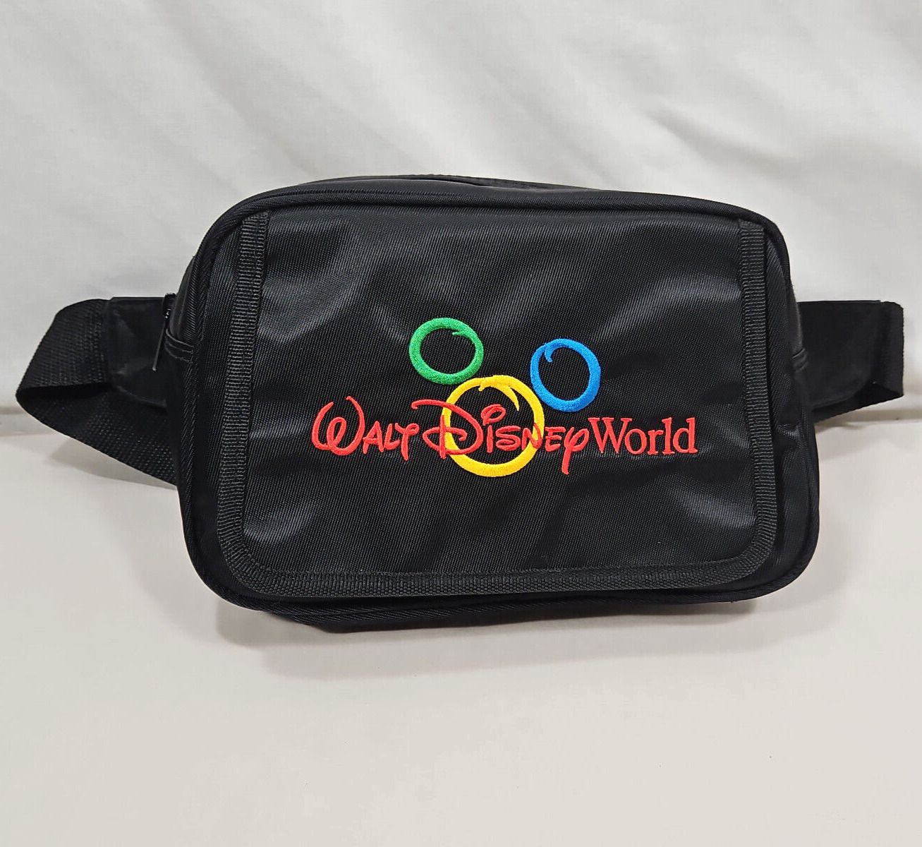 Walt Disney World Vintage Sling Bag Black Embroidered Hip Fanny Pack Mickey Ears