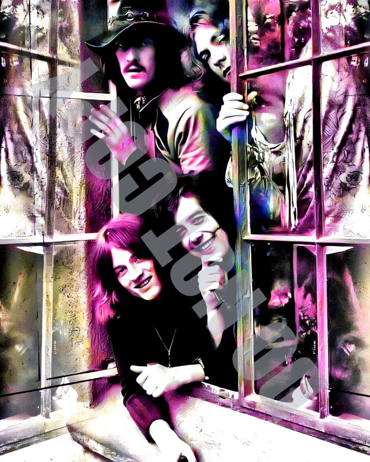 Members Of Led Zeppelin Peering Out of a Window Plant Page Bonham Art 8x10 Photo