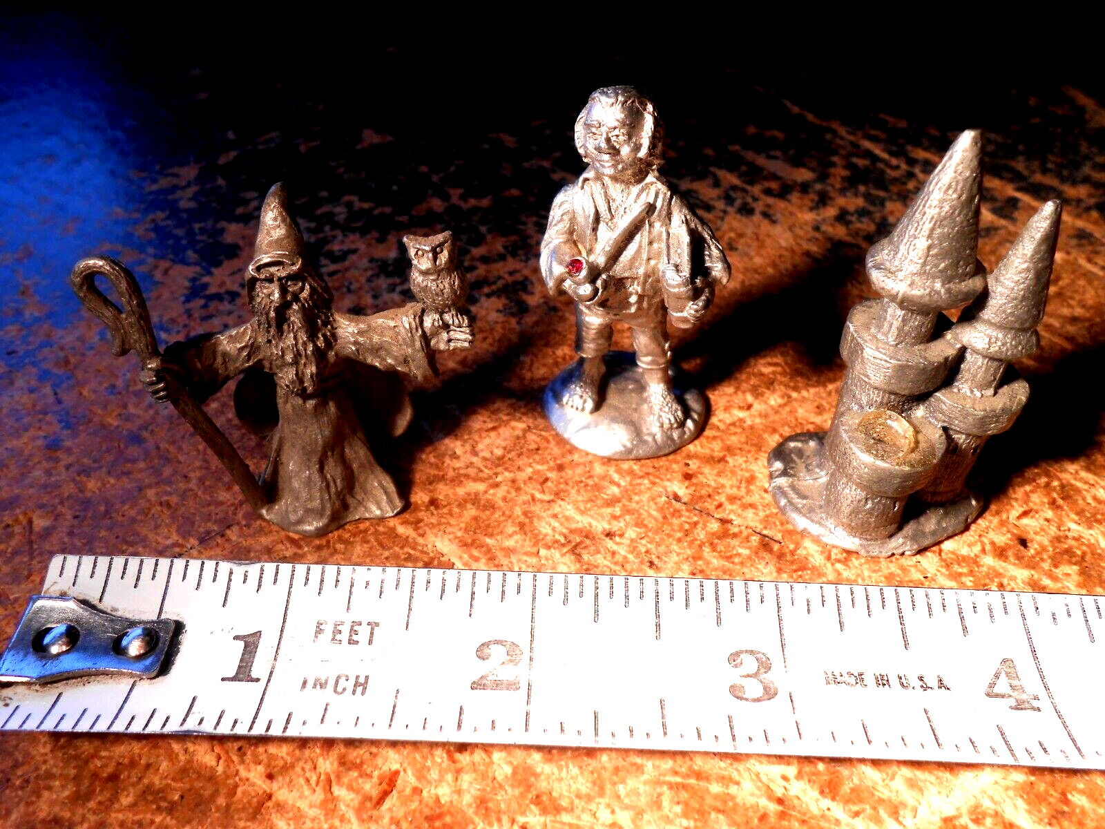 LOT OF THREE SMALL PEWTER FIGURINES STANDS 1.75\