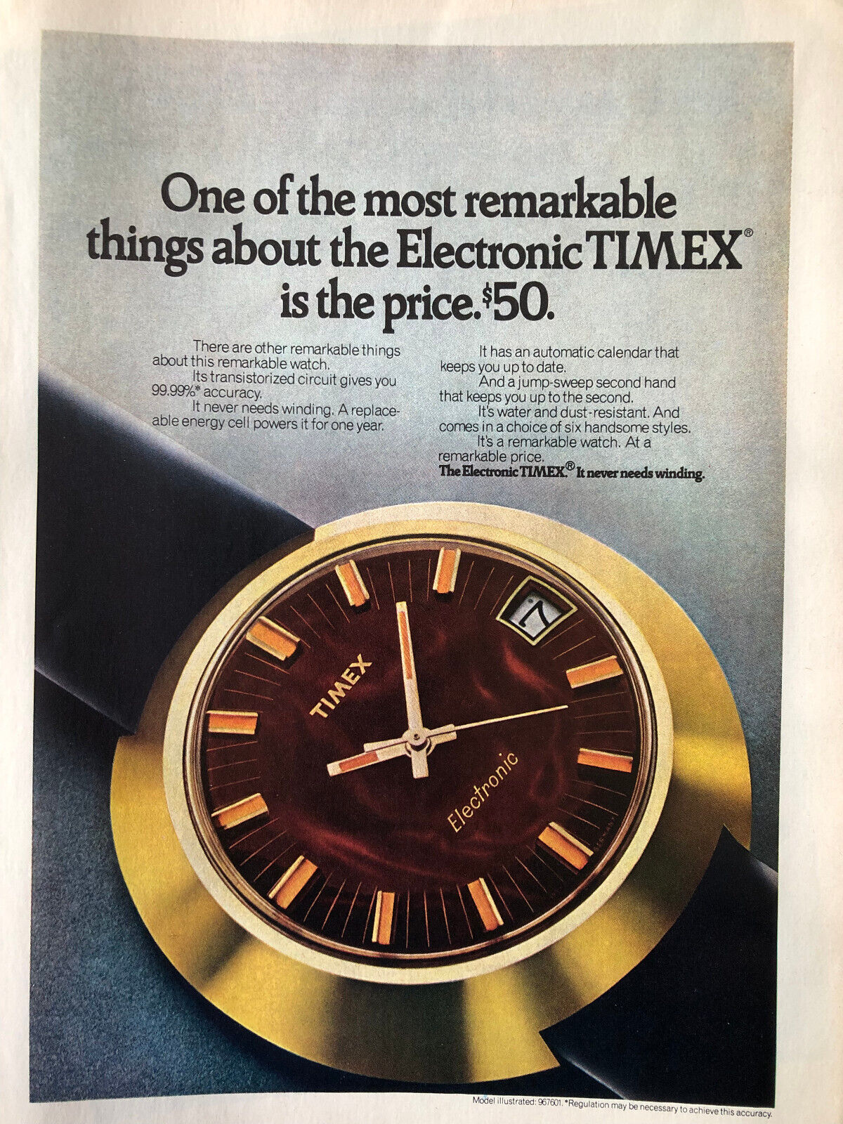 Vintage 1971 Timex Electric Watch original color ad A282