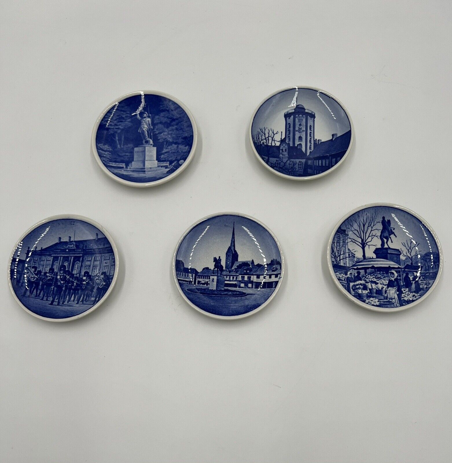 5 Royal Copenhagen Denmark Danish Decorative Small Plates 3.25” Blue White