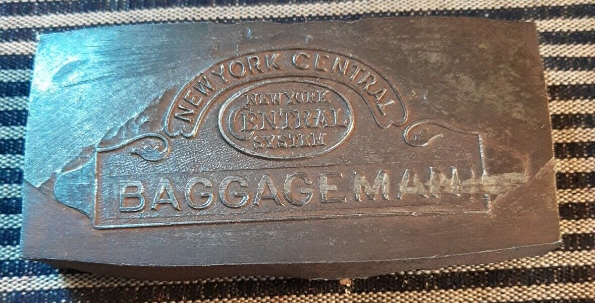 VINTAGE NEW YORK CENTRAL RAILROAD SYSTEM BAGGAGEMAN Male Stamp for Hat Very Rare