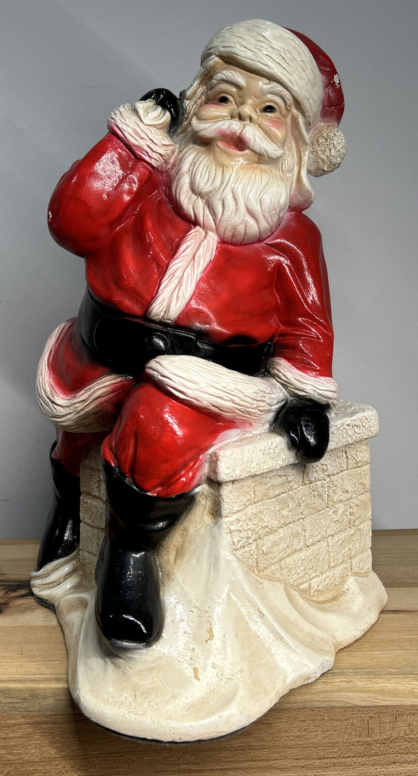 Vintage 1974 Home Decor Assoc. Chalkware Santa Claus Christmas Statue 13\
